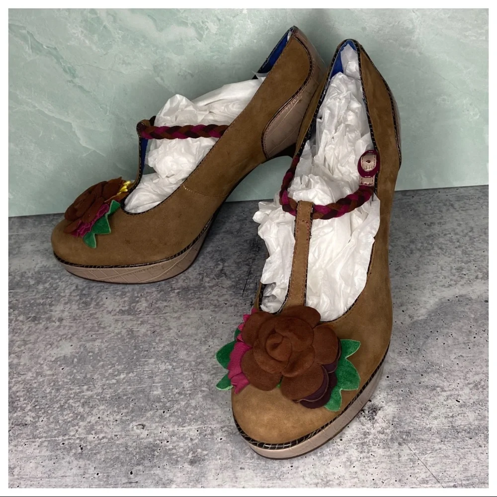 Poetic License Suede Rose Embellished High Heels - Picture 6 of 7
